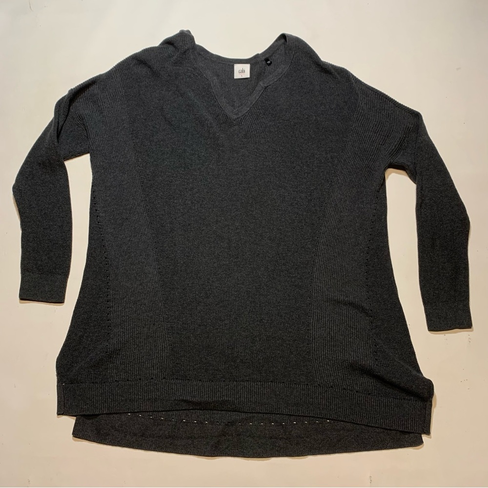 cabi women's charcoal gray large Snuggle pullover sweater v neck oversized comfy